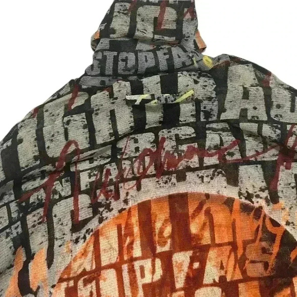 Jean Paul Gaultier 90's Fight Racism Mesh Turtleneck Top
